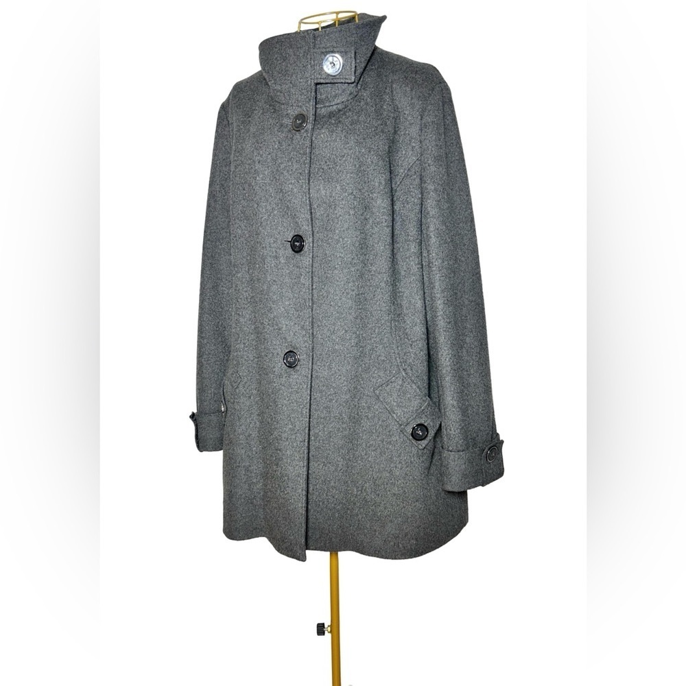 Kristen Blake Wool Classic Gray Dress Coat with Pockets, XXL